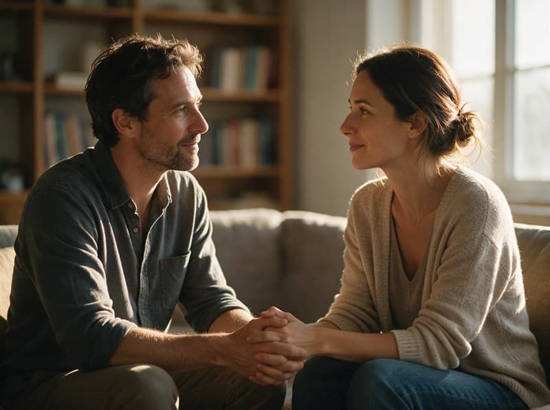 Pareja mejorando su comunicación emocional en una sesión de coaching en Ponferrada